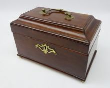 George III mahogany three division tea caddy,