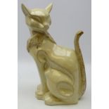 Glazed pottery model of a seated cat, H41cm Condition Report <a href='//www.