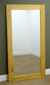 Light oak rectangular wall mirror, W80cm,
