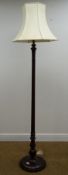 Early 20th century mahogany standard lamp, turned and reeded column,