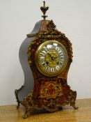 20th century boulle type marquetry bracket clock, with gilt metal finial, dial, mounts and feet,