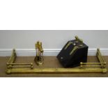 Fall front black and brass coal box,