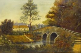 Rural House, Bridge and Stream,