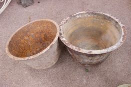 Two Victorian cast iron cylindrical set pots, D62cm,