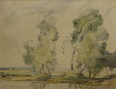 Kent Estuary, watercolour signed and dated 1925 by Robin Wallace (British 1897-1952),