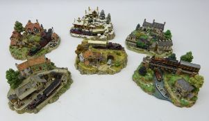 Five Danbury Mint Country Line Collection models; Winter Wonderland, The Railway Arms, Day's End,