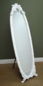 Ornate white finish dressing mirror with classical swag, H162cm,