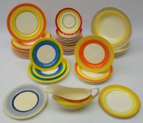 Art Deco Gray's Pottery matched banded tableware, saucers, side plates,