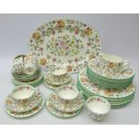 Minton Haddon Hall dinner and tea service comprising eight dinner plates, eight soup bowls,
