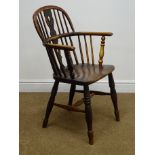 19th century ash and elm double bow Windsor chair,