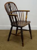 19th century ash and elm double bow Windsor chair,