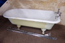 Victorian style cast iron roll top enamelled bath, on ball and claw feet (W74cm, H60cm,