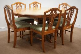 Ducal pine circular extending dining table, moulded top,