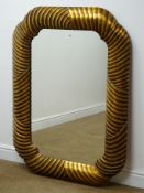 Wall mirror in shaped rectangular gilt frame, H120cm,