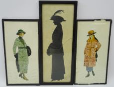 Pair vintage ladies fashion stamp collage prints and Baron Scotford (British,