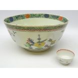 Large 18th century Chinese Export Famille Verte punch bowl,