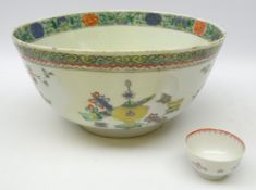 Large 18th century Chinese Export Famille Verte punch bowl,