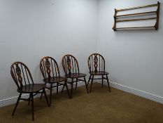 Set four Ercol hoop back chairs (W43cm) and an Ercol wall rack Condition Report