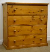 Solid pine chest of four drawers, plinth base, W108cm, H107cm,