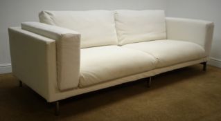 Ikea Nockeby four seat sofa with memory foam cushions, chrome supports,