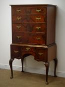 Mid 20th century walnut chest on stand, moulded top, seven graduating drawers,