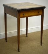 Edwardian inlaid rosewood envelope card table,