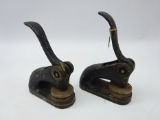 Two early 20th century cast iron desk embossers for Beacon Holidays (2) Condition Report