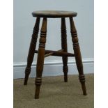 Victorian stool, circular seat, turned supports,