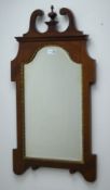 19th century mahogany Chippendale style wall mirror with carved urn and swan neck pediment and