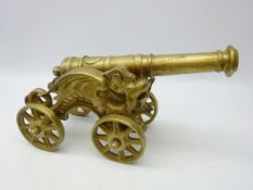 Brass model of a Cannon on Dragon moulded carriage,