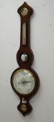 Victorian wheel barometer with thermometer,