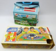 Evel Knievel 'Stunt Game' in original box and a Evel Knievel 'Stunt Stadium' with motorbike and