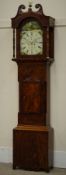 19th century mahogany longcase clock, swan neck pediment with brass eagle finial,