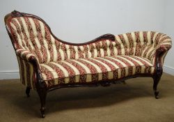 Victorian mahogany framed serpentine chaise longue,