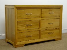 Light oak chest of six drawers, W120cm, H82cm,