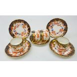 Set of four Victorian Royal Crown Derby coffee cups & saucers decorated in the Imari Scissors