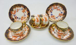 Set of four Victorian Royal Crown Derby coffee cups & saucers decorated in the Imari Scissors