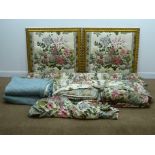 Pair of gilt framed, printed and quilted single headboards (W106cm,