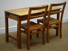 Late 20th century oak double hinged lid child's desk (W103cm, H58cm,