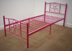 3' single metal bedstead, pink finish, W91cm, H87cm,