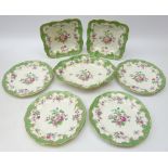 Booths Silicon China dessert service, floral decorated, retailed by T. Goode & Co. London (7)