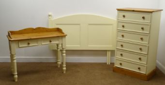 White finished pine topped chest, six drawers, plinth base (W71cm, H123cm,