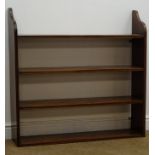 Victorian figured mahogany wall hanging four tier book shelf, W100cm, H96cm,