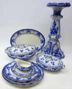 Art Nouveau blue and white jardiniere stand,