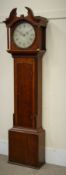 George III oak longcase clock, swan neck pediment,