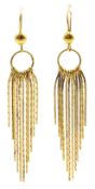 Pair 18ct gold pendant tassel earrings,