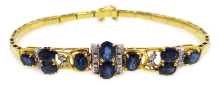 14ct gold sapphire and diamond bracelet, stamped 585 Condition Report Approx 10.