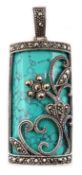 Silver marcasite and turquoise pendant,