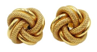 Pair of 18ct gold knot earrings, stamped 750 Condition Report 4.