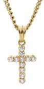 9ct gold cubic zirconia cross pendant necklace,